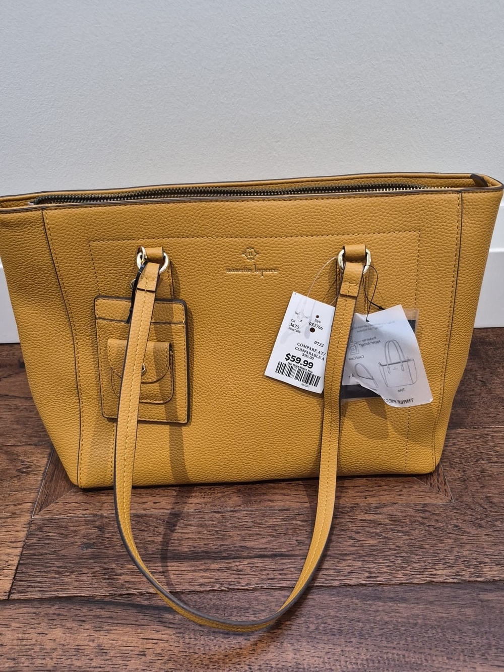 Nanette Lepore Mustard Yellow Pebbled Leather Tote